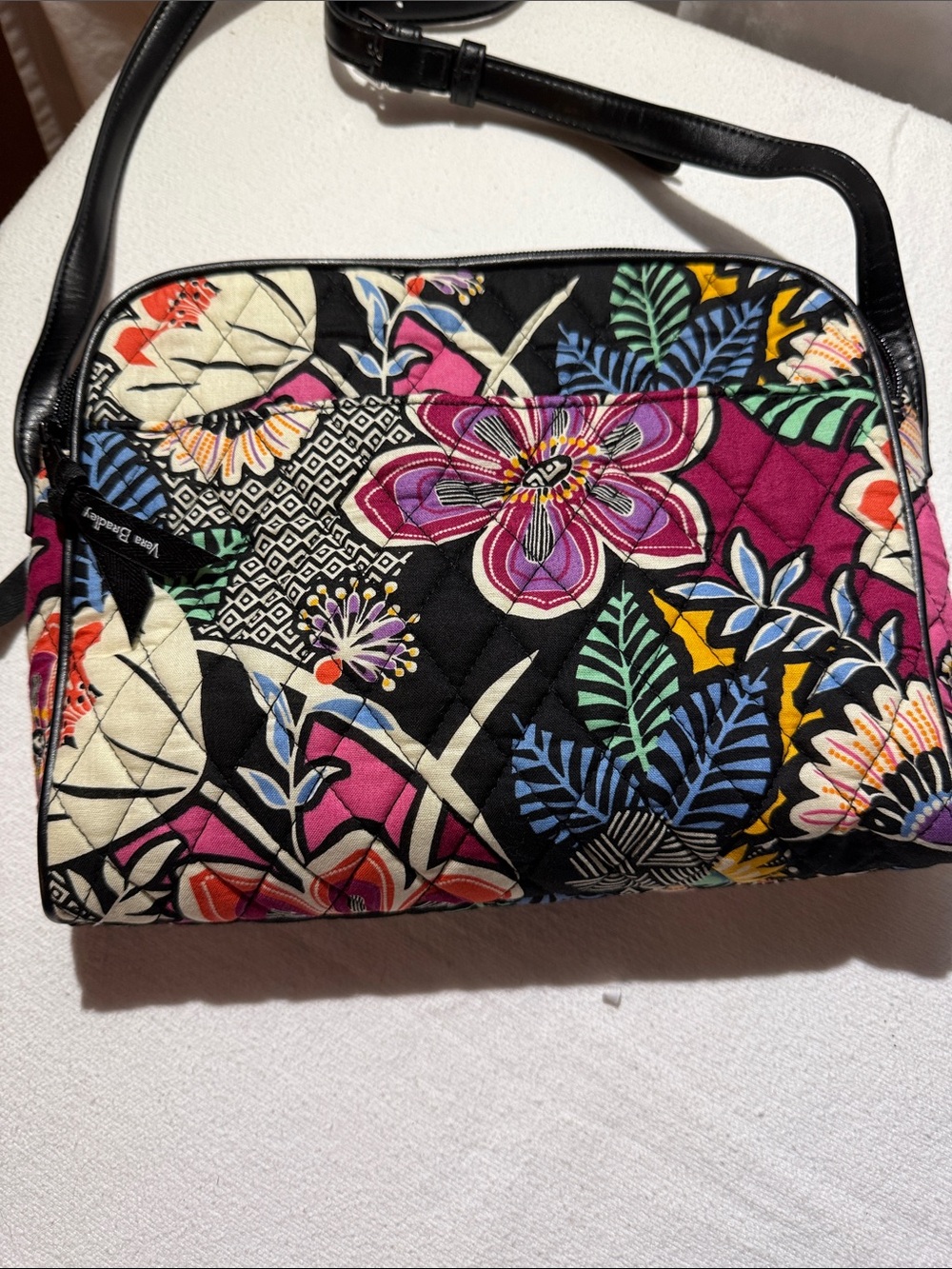 Vera Bradley Black Quilted Crossbody with Multicolor Floral Print